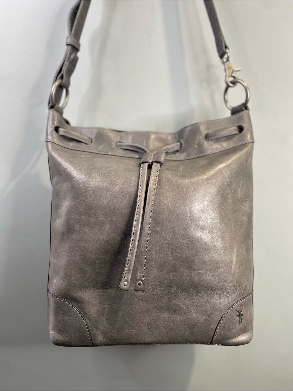 Frye Distressed Melissa Drawstring Hobo Bag